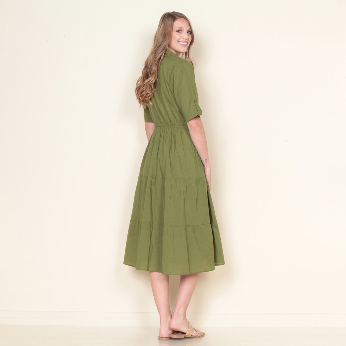 WADOS - VESTIDO SOLIDO ABOTONADO EN EL DELANTERO