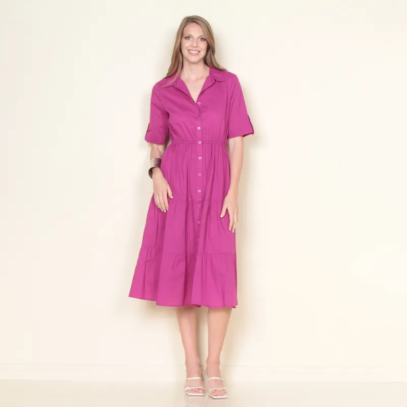 WADOS - VESTIDO SOLIDO ABOTONADO EN EL DELANTERO