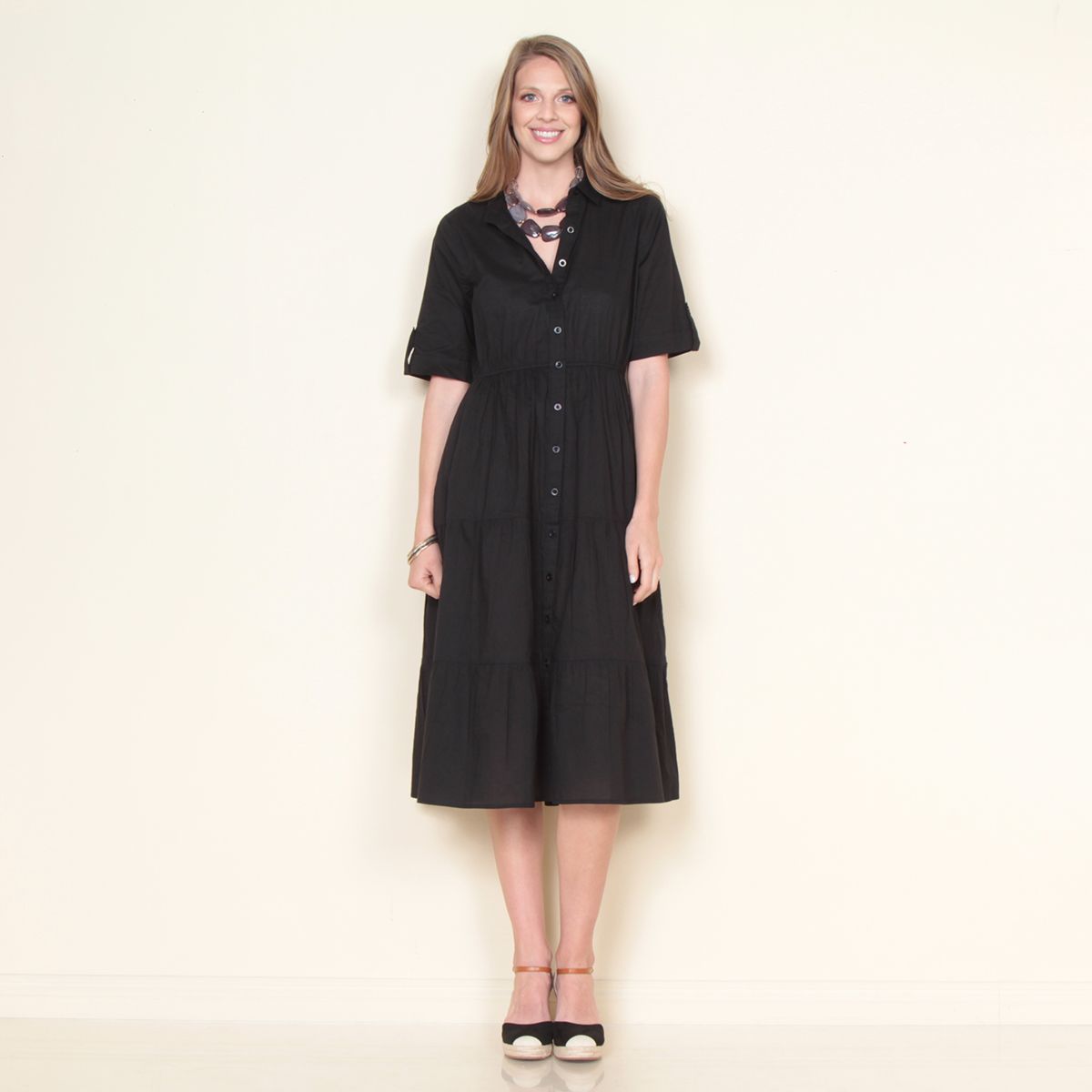 WADOS - VESTIDO SOLIDO ABOTONADO EN EL DELANTERO