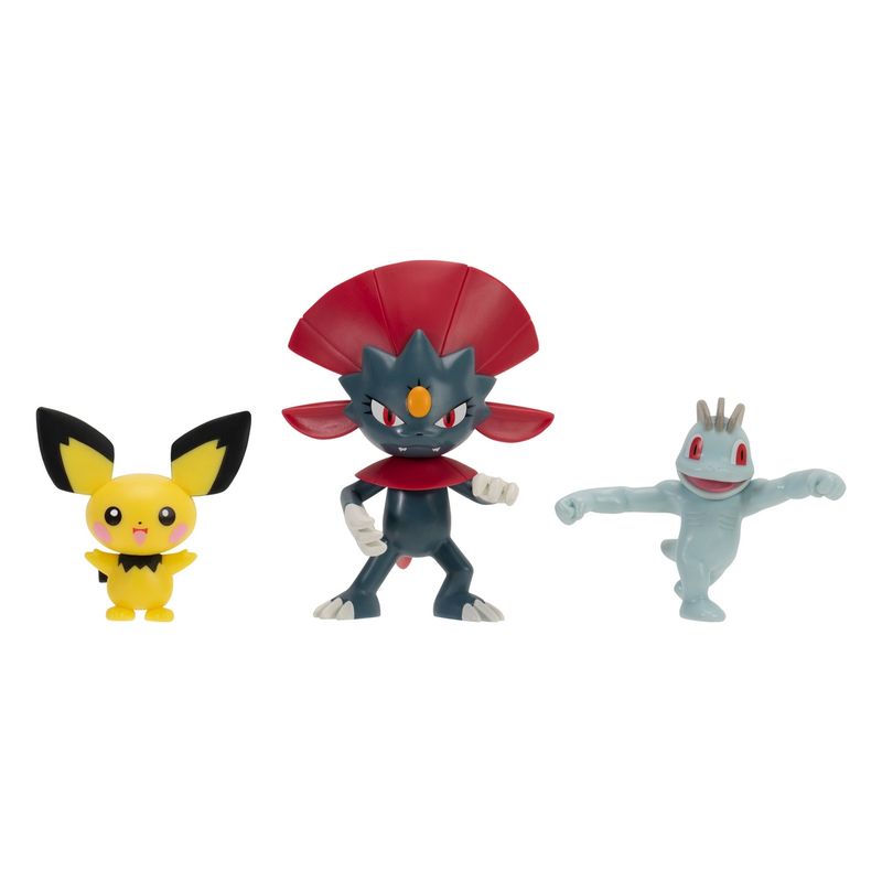 POKEMON - Figuras de acción Pokémon pack 3 Pichu Weavile Machop