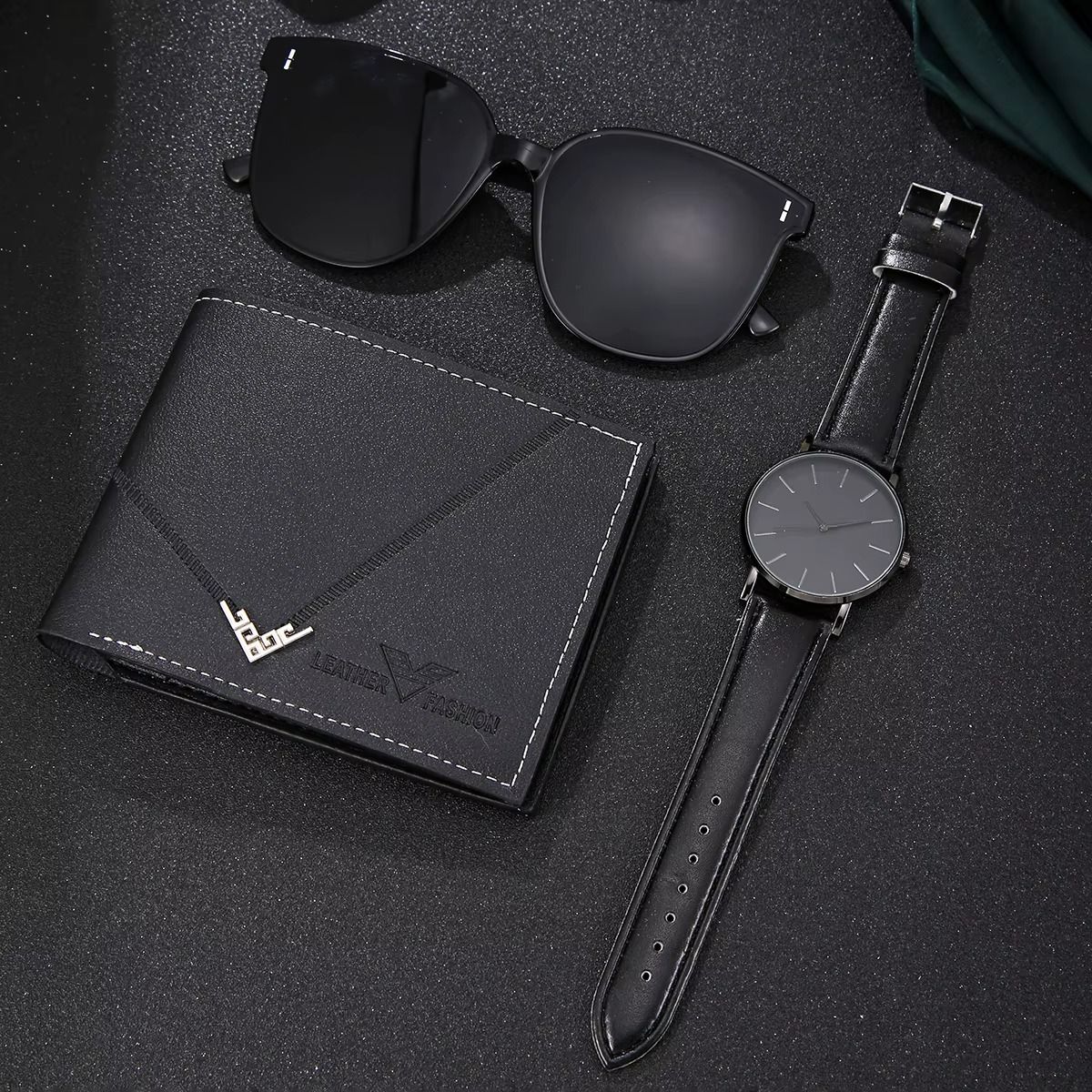 GENERICO - Set 3unds de reloj billetera y gafas para hombre  P758