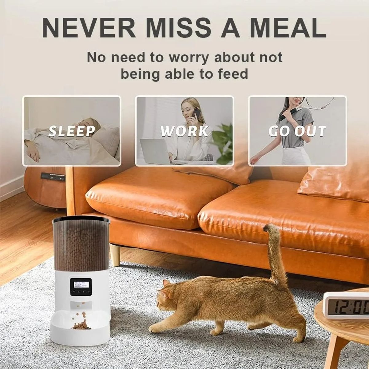 EVERSO - Dispensador Alimento Automático Perros Gatos Mascota 4L