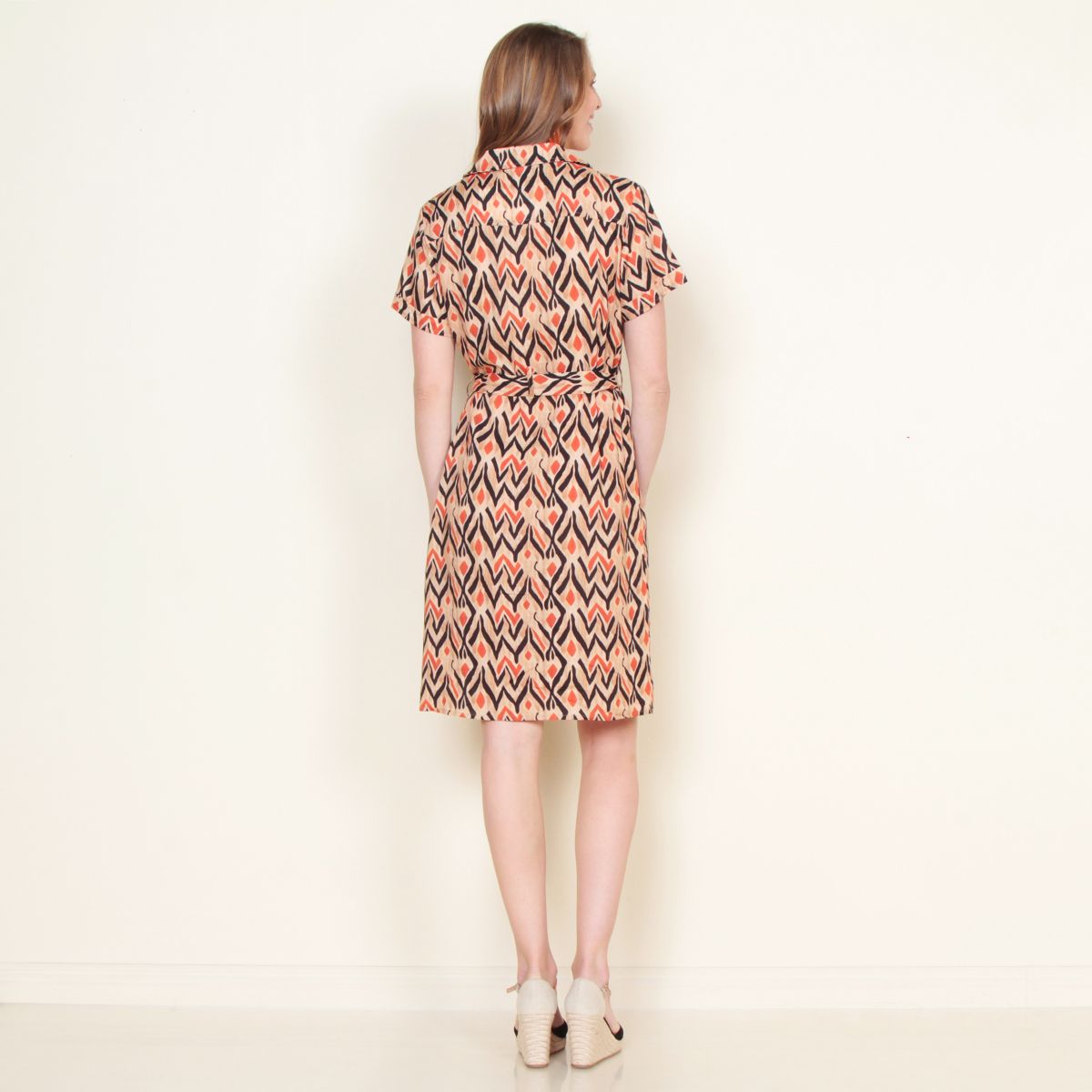 WADOS - VESTIDO CAMISERO MANGA CORTA ESTAMPADO CON LAZO EN CINTURA