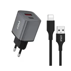 IRM - Cargador Carga Rápida 20w Doble Usb Usb-c +cable Lightning