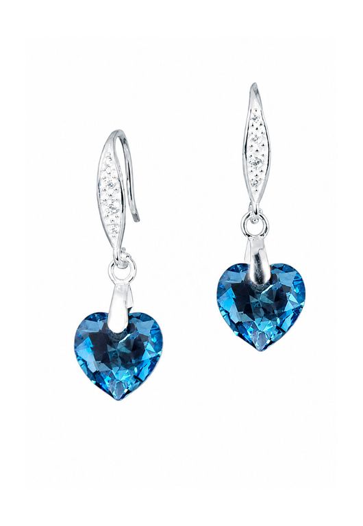Aros Amor Plata 925 creado con cristales de Swarovski Aquamarine Celeste TALLA UNICA