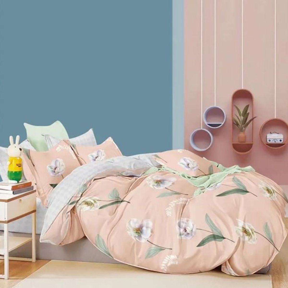 GENERICO - JUEGO DE SABANAS 3 PIEZA CON DISEÑO ROSA FLOR 1.5 PLAZA TF