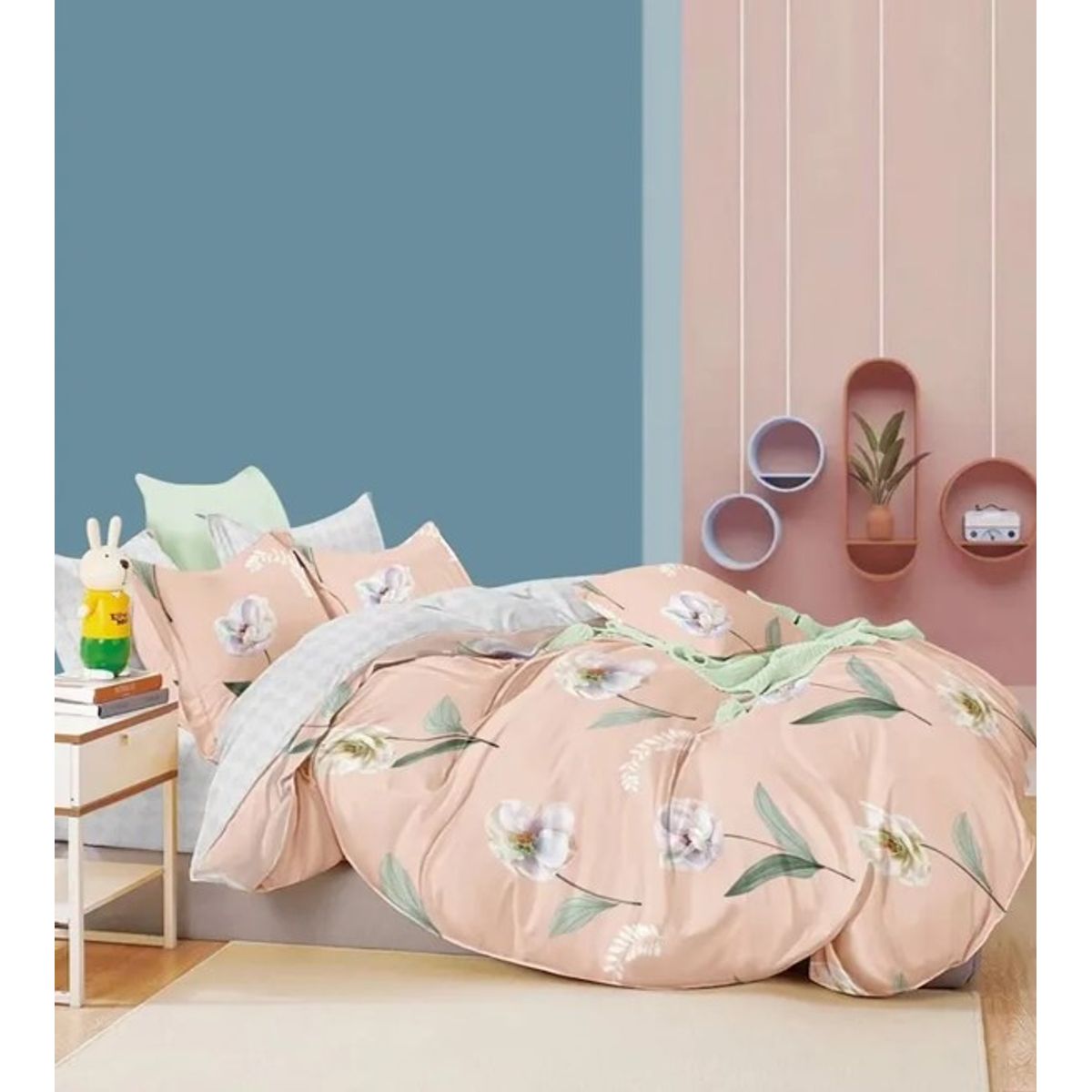 GENERICO - JUEGO DE SABANAS 3 PIEZA CON DISEÑO ROSA FLOR 1.5 PLAZA TF