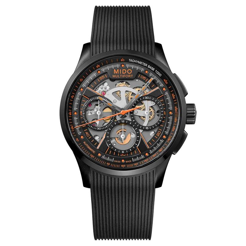 MIDO - Reloj Mido Multifort Skeleton Chronograph Resina Negro