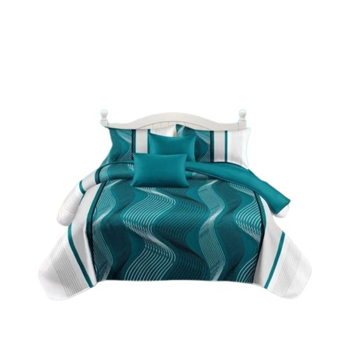 GENERICO - JUEGO DE SABANAS 3 PIEZA CON DISEÑO TURQUESA ZIG ZAG 1.5 PLAZA TF