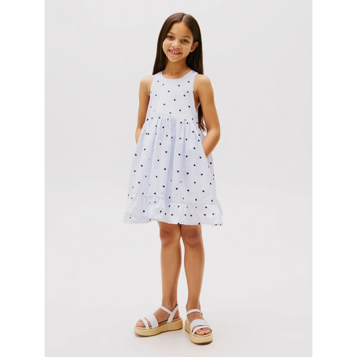 TOMMY HILFIGER - Vestido Niña Raya Sin Manga Corazon Celeste Tommy Hilfiger