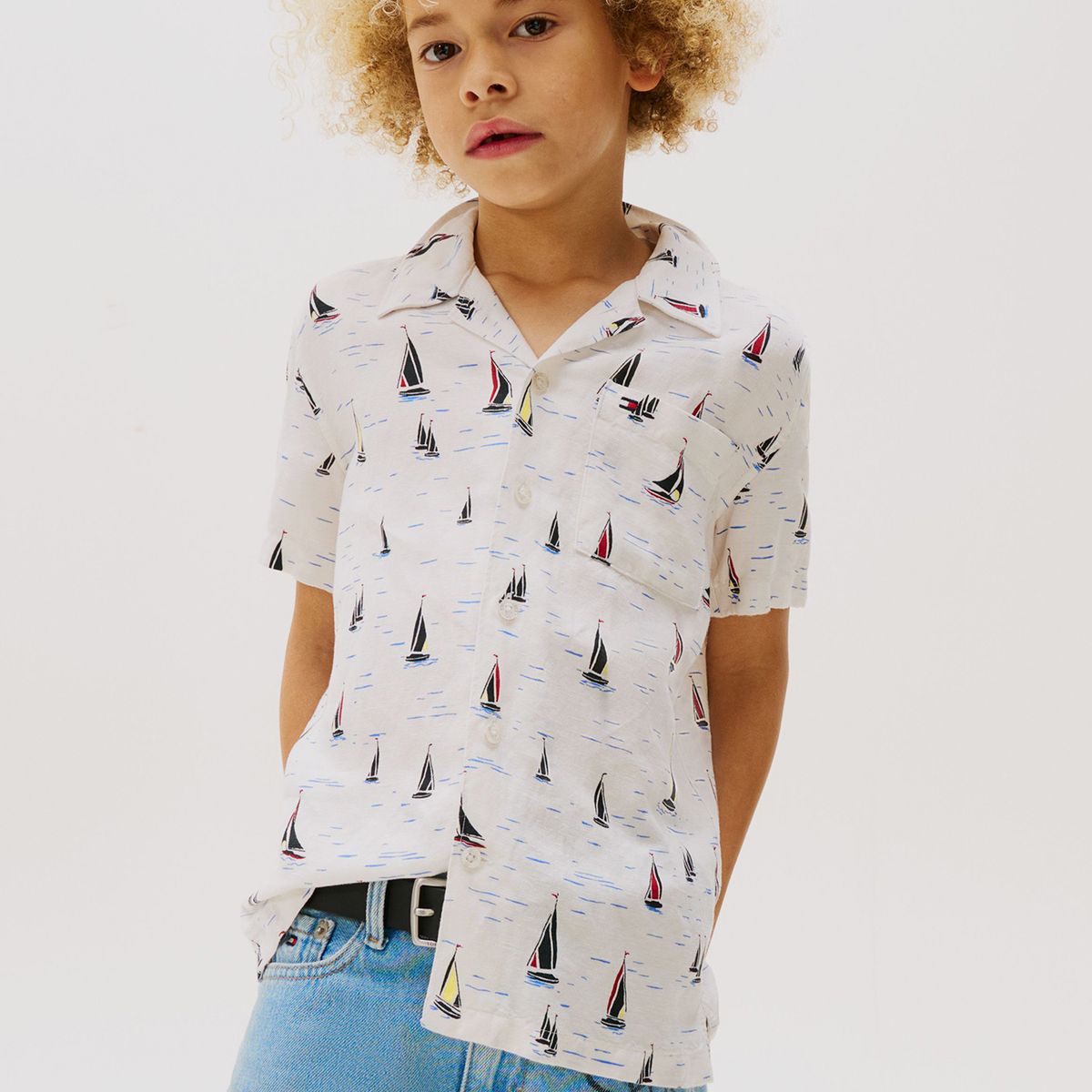 TOMMY HILFIGER - Camisa Manga Corta Niño Estampada Blanco Tommy Hilfiger