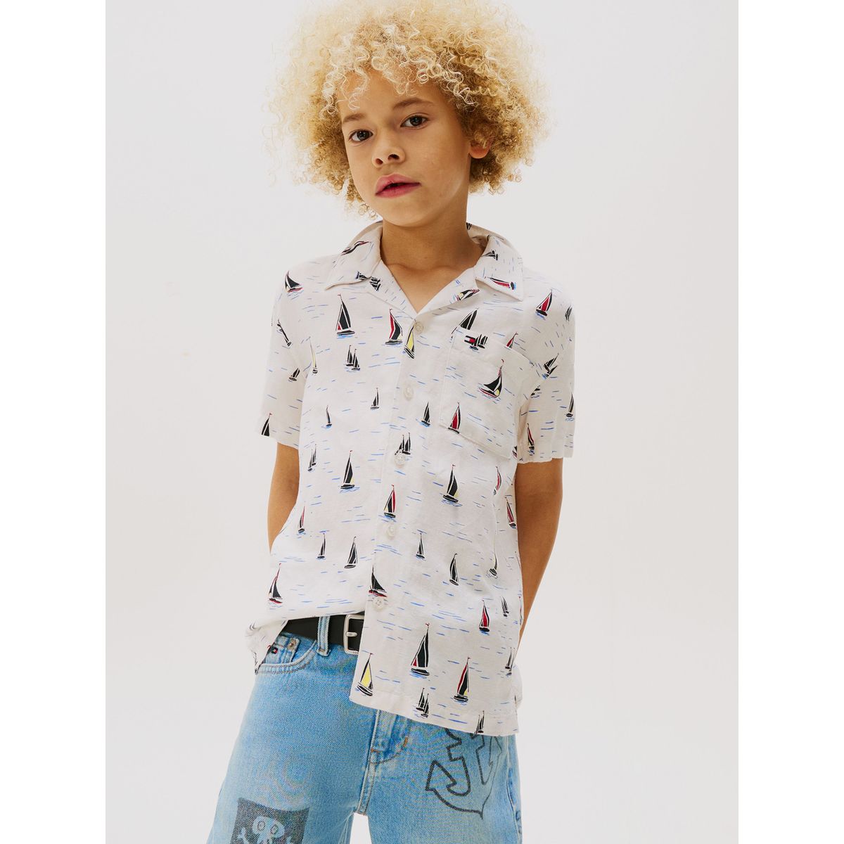 TOMMY HILFIGER - Camisa Manga Corta Niño Estampada Blanco Tommy Hilfiger