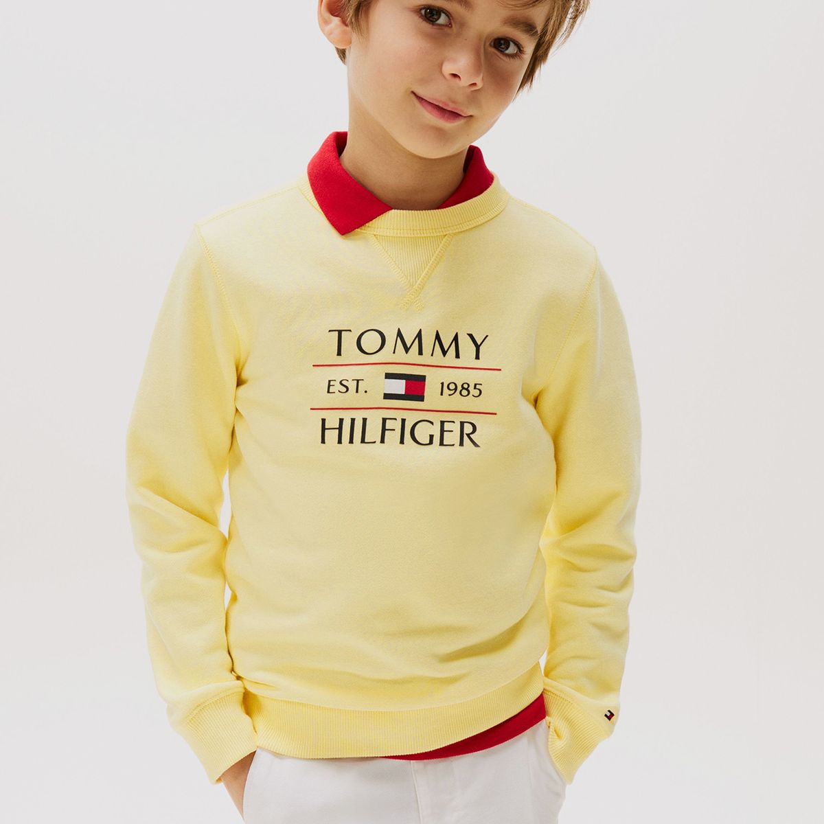 TOMMY HILFIGER - Polerón Niño Con Logo Amarillo Tommy Hilfiger
