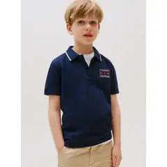 TOMMY HILFIGER - Polo Con Logo Bordado Niño Azul