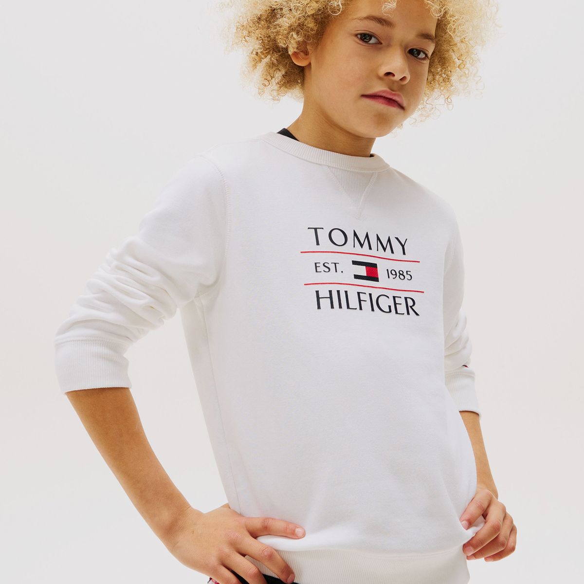 TOMMY HILFIGER - Polerón Con Logo Niño Blanco Tommy Hilfiger