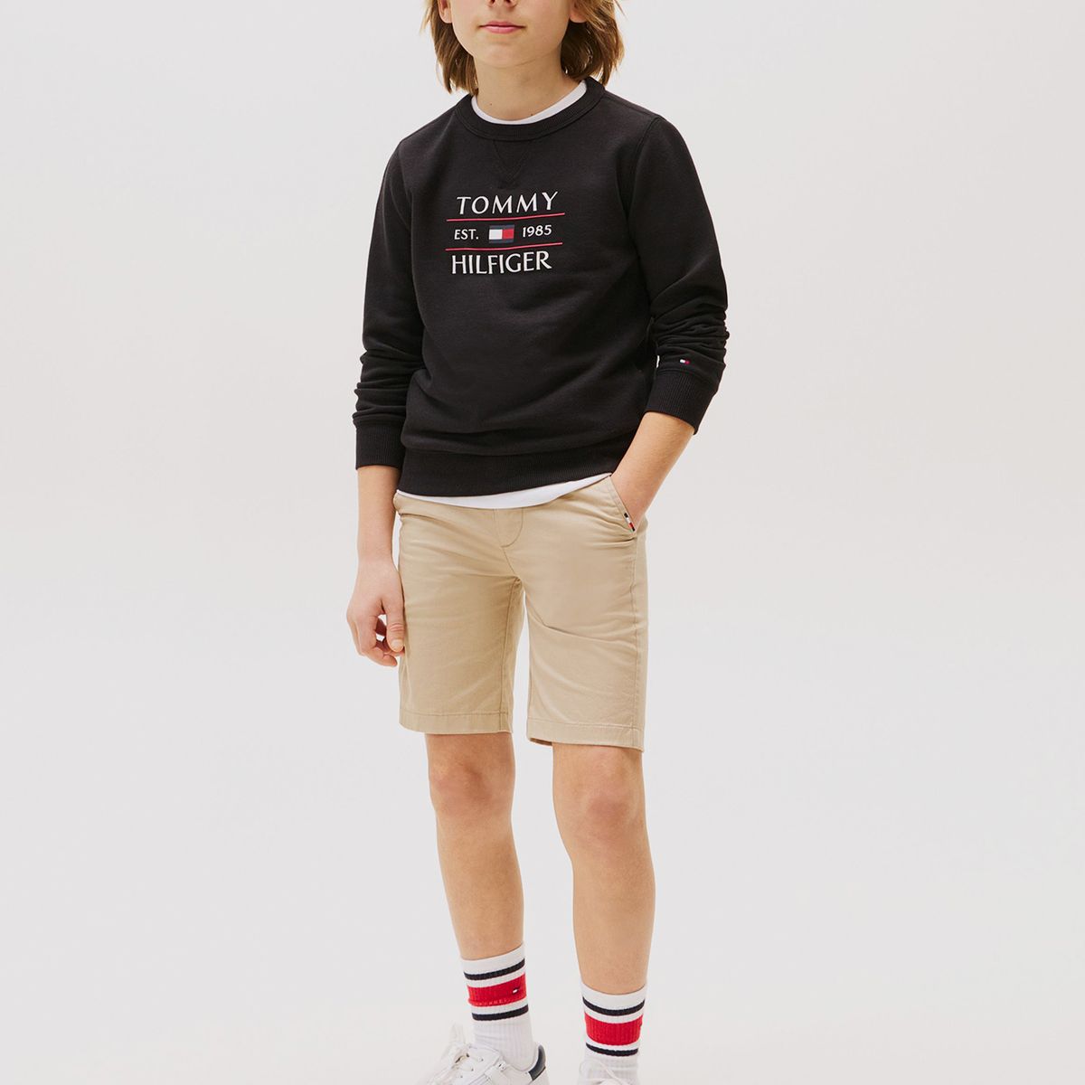 TOMMY HILFIGER - Polerón Niña Y Logo Negro Tommy Hilfiger