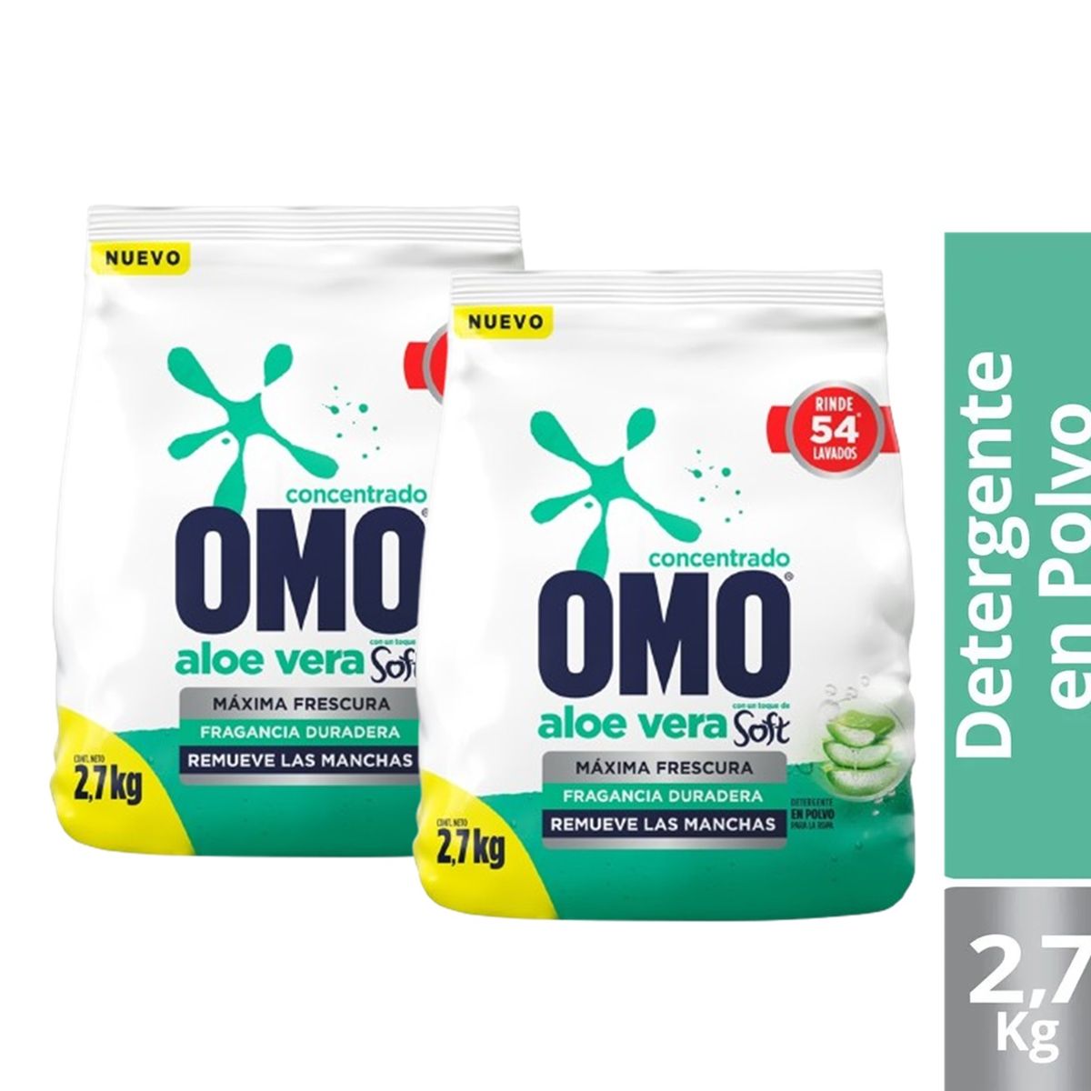 GENERICO - X2 Detergente Omo Polvo Frescura Aloe Vera Toque De Soft 2.7