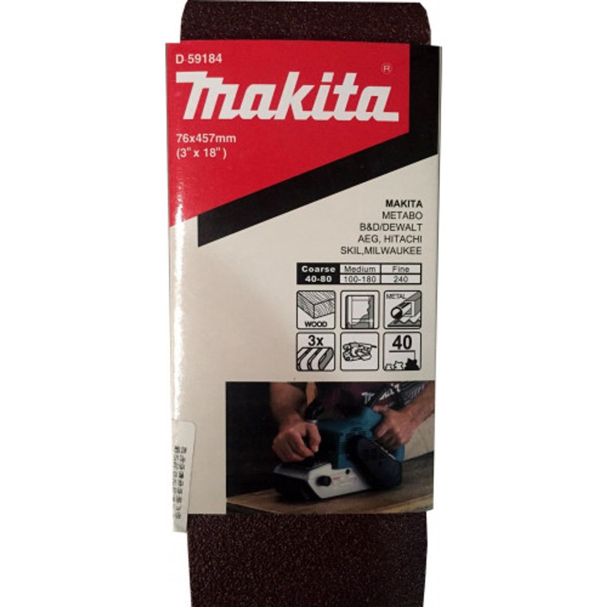 MAKITA - Lijas Banda (3 Unid) 3x18'' 76x457mm Grano 40 Makita D-59184