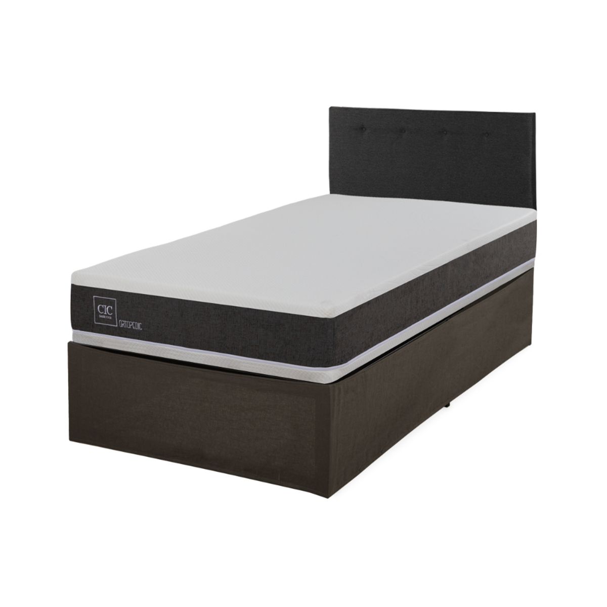 CIC - CAMA IRON SMART ORTOPEDIC 1.5 PLAZAS + RESPALDO BLACK+FALDÓN