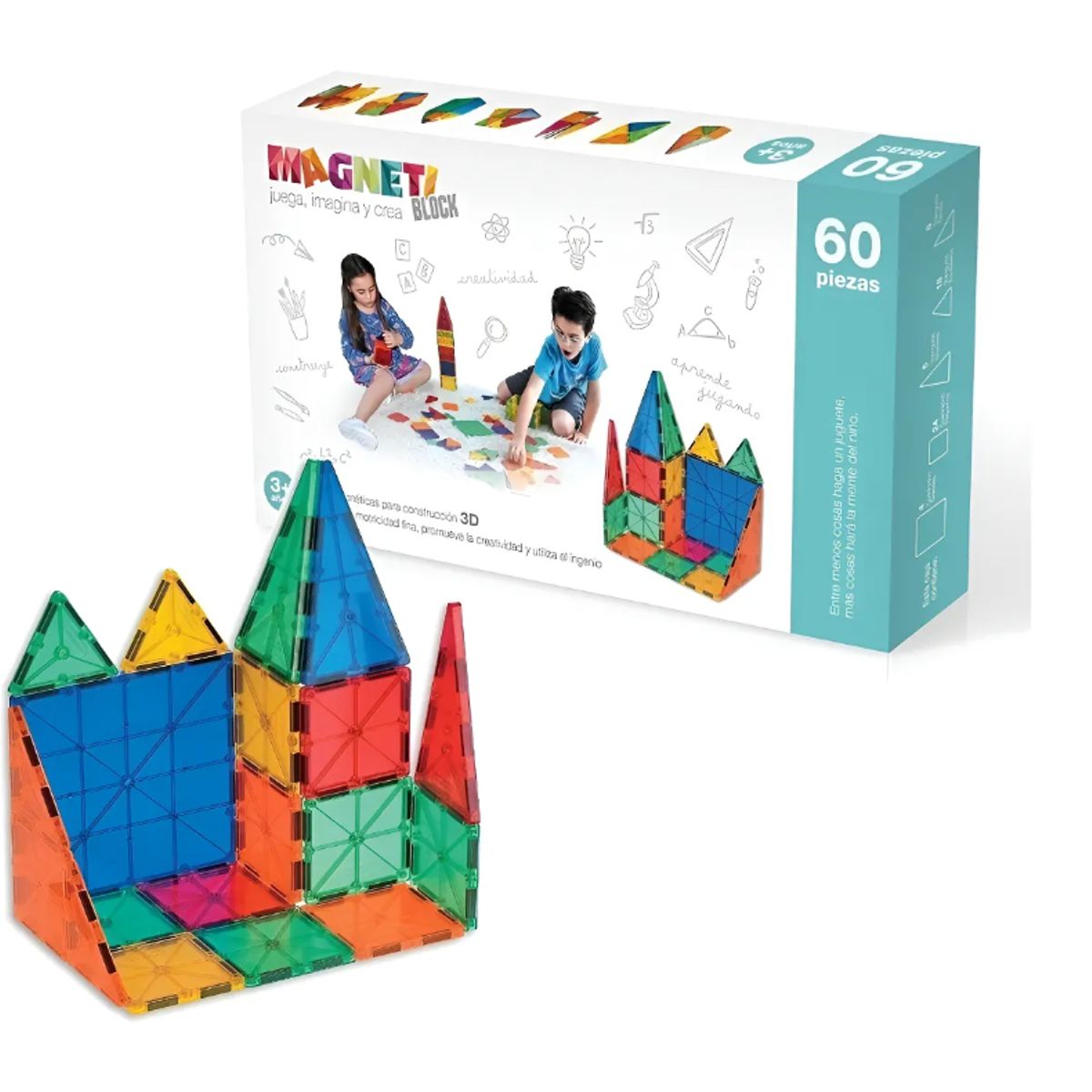 GENERICO - Set De Construcción Magnético Magneti Blocks 60 Piezas
