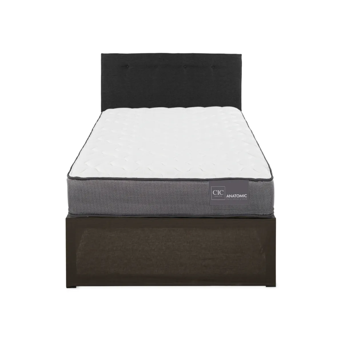 CIC - CAMA IRON SMART ANATOMIC 1.5 PLAZAS + RESPALDO BLACK +FALDÓN