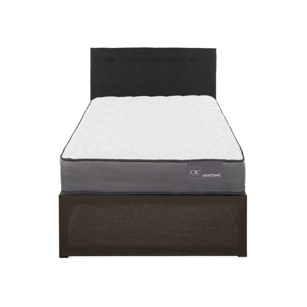CIC - CAMA IRON SMART ANATOMIC 1.5 PLAZAS + RESPALDO BLACK +FALDÓN