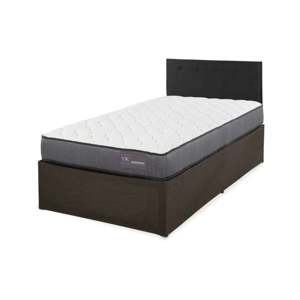 CIC - CAMA IRON SMART ANATOMIC 1.5 PLAZAS + RESPALDO BLACK +FALDÓN
