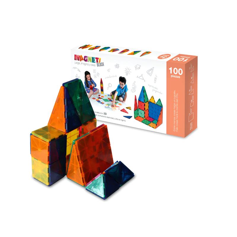 GENERICO - Juguete Didáctico Bloques Magnéticos Magnetiblock 100 Piezas