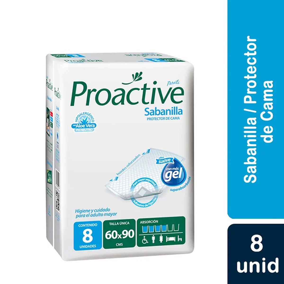 GENERICO - Protector De Cama Proactive Sabanilla 8unid Superabsorbente