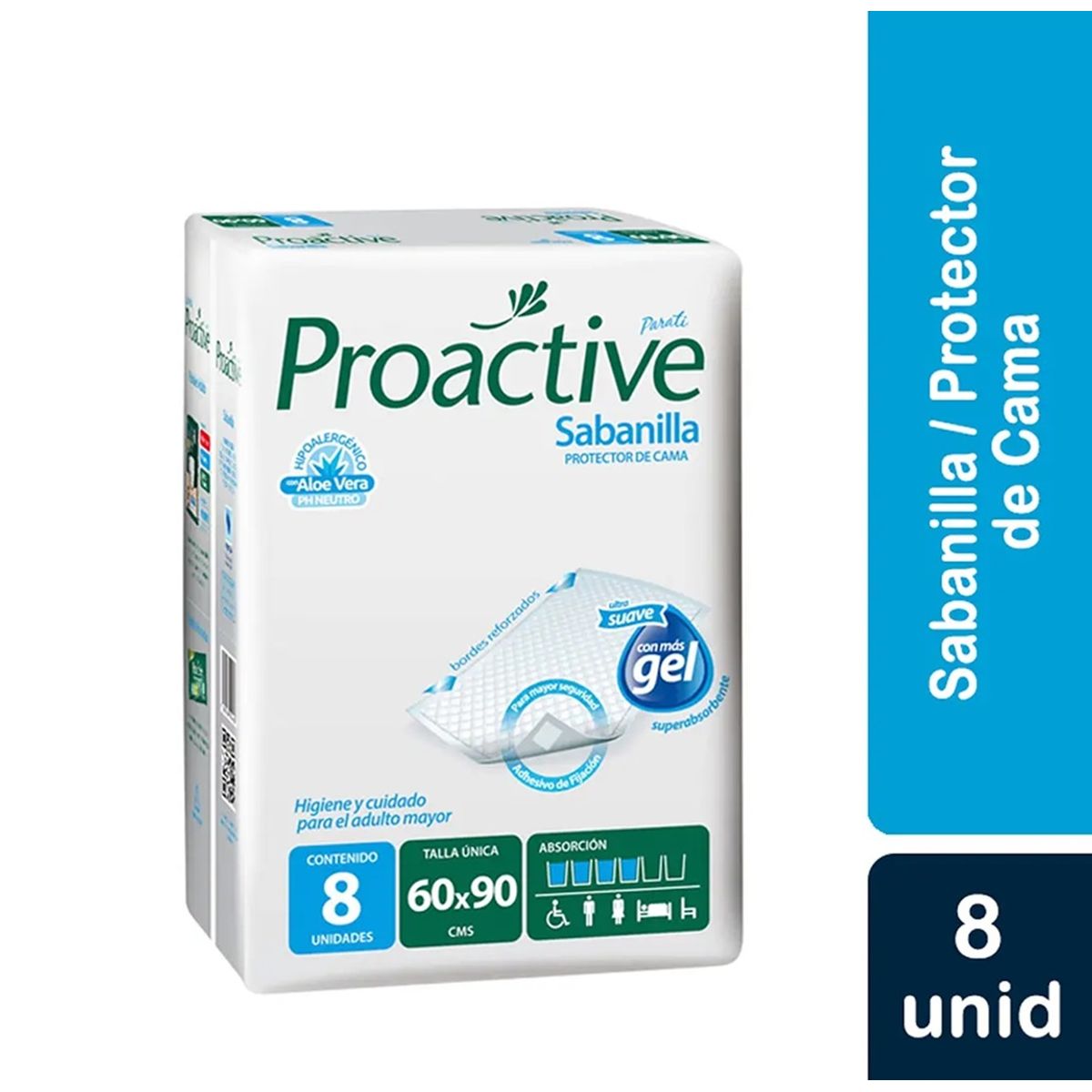 GENERICO - Protector De Cama Proactive Sabanilla 8unid Superabsorbente