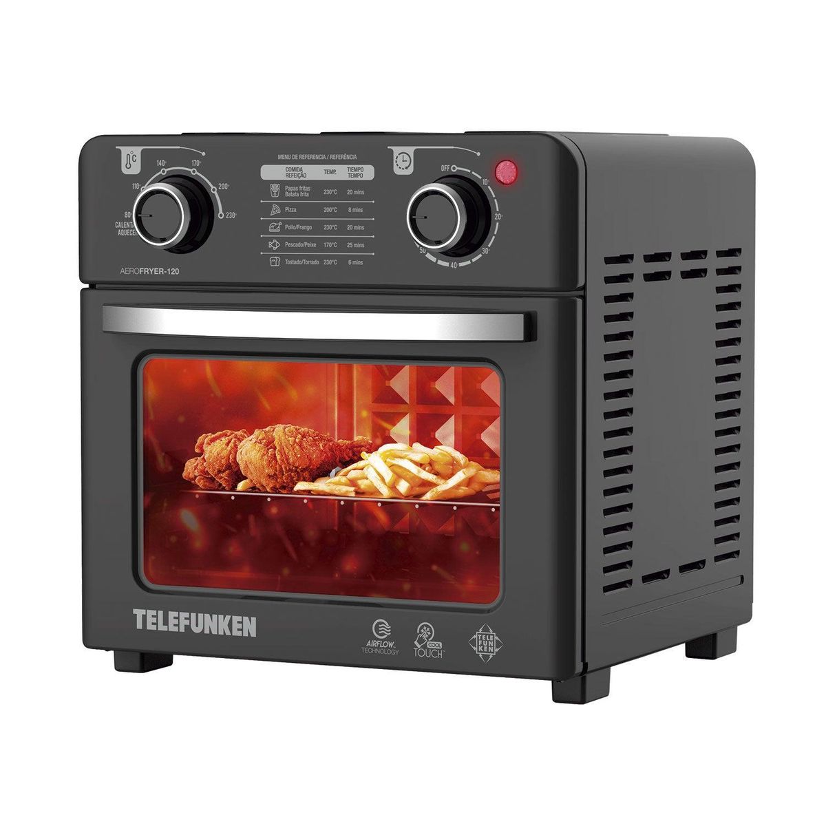 TELEFUNKEN - Horno Freidora de Aire Telefunken 12lts AeroFryer 120