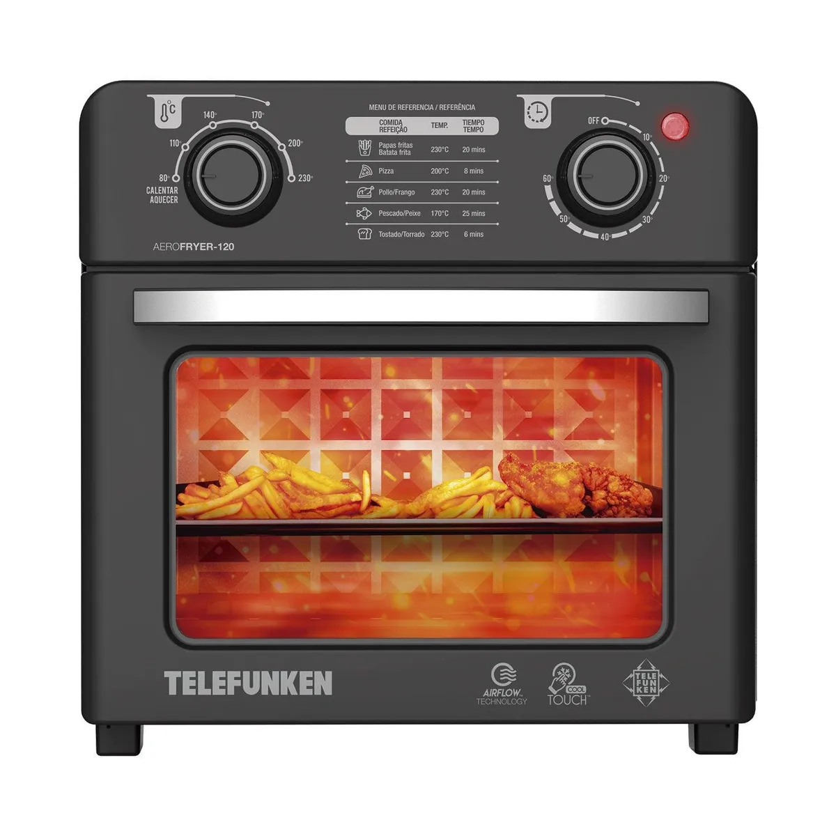 TELEFUNKEN - Horno Freidora de Aire Telefunken 12lts AeroFryer 120