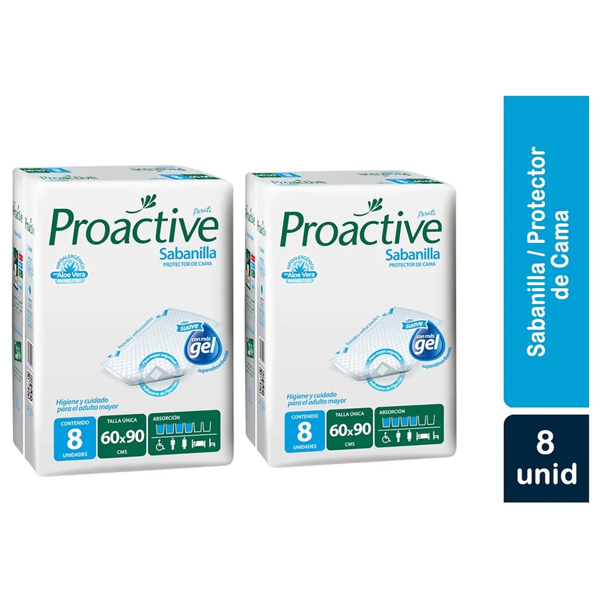 GENERICO - X2 Protector De Cama Proactive Sabanilla 8unid Superabsorbente
