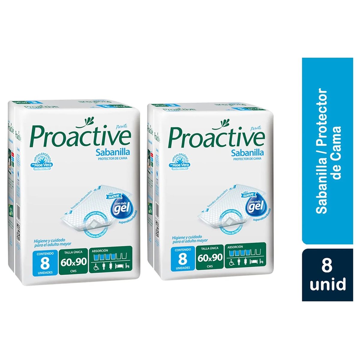 GENERICO - X2 Protector De Cama Proactive Sabanilla 8unid Superabsorbente