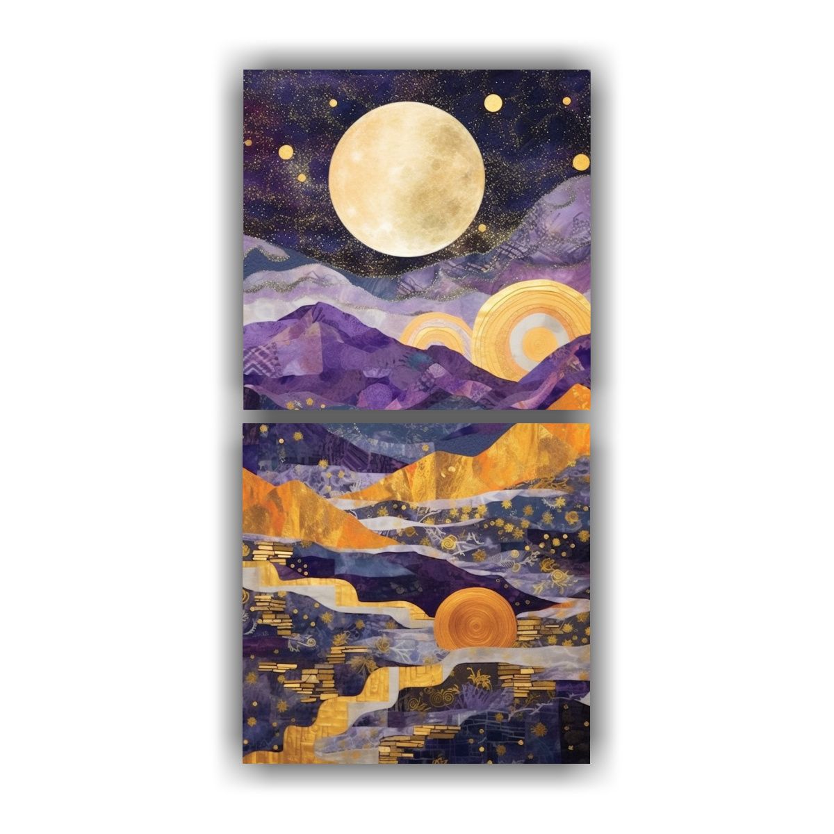 GENERICO - Paisaje Nocturno Con Luna Y Montañas Arte 20x40 Cm