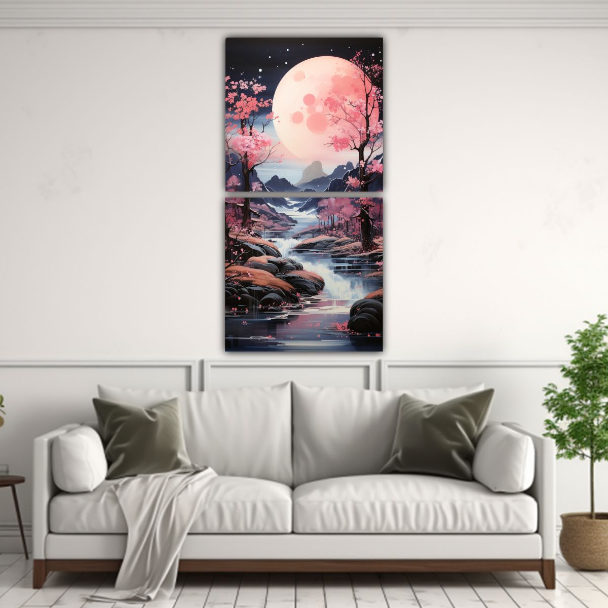 GENERICO - Pintura Decorativa Movimiento Alegre Con Luna Y 60x120 Cm