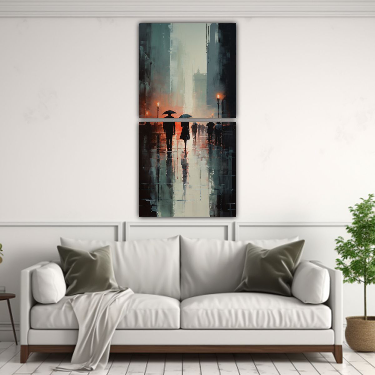 GENERICO - Cuadro Tonos Dormitorio Caminando Bajo La Lluvia 30x60 Cm