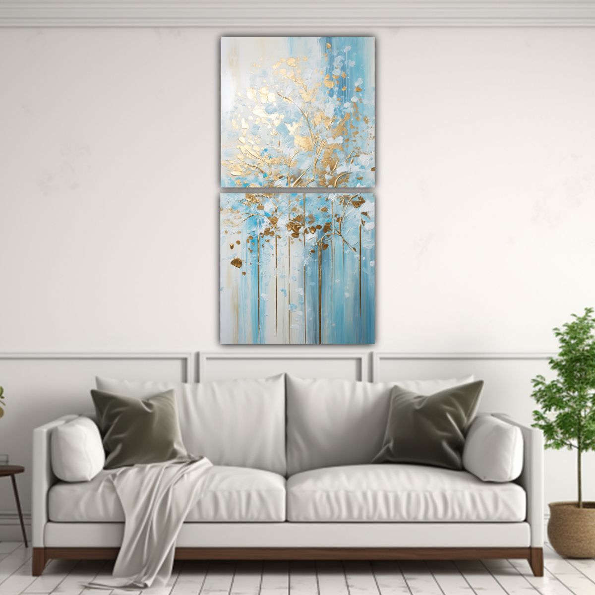 GENERICO - Diptico Conceptual Belleza Pintura En Blanco Y 50x100 Cm