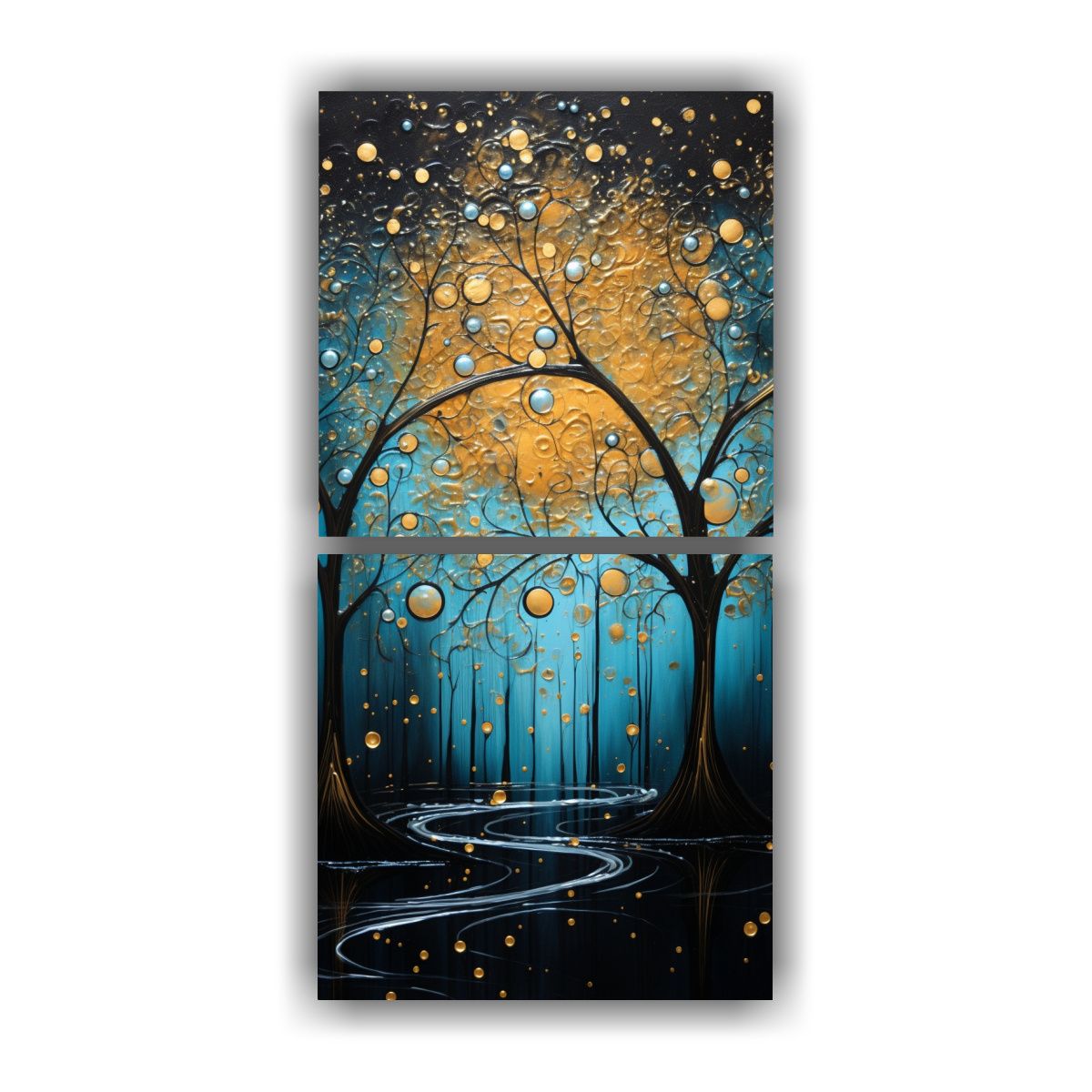 GENERICO - Cuadro De Oro Y Negro Estilo Impresionante Dos 20x40 Cm