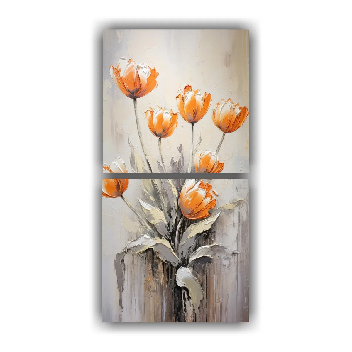 GENERICO - Set 2 Adorno Artes Creativa Pintura De Tulipanes 20x40 Cm
