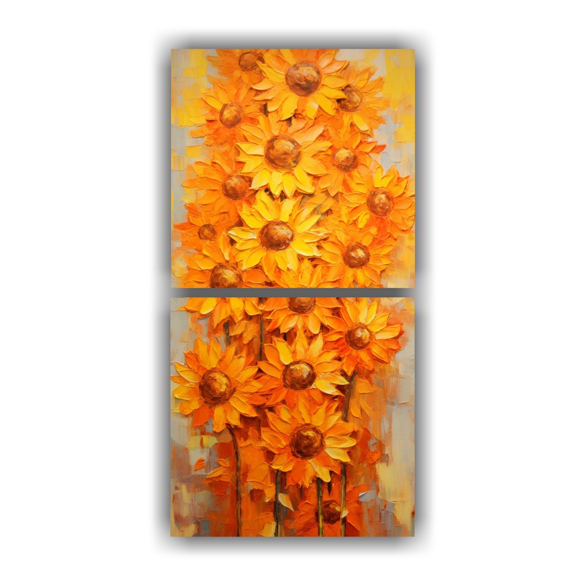 GENERICO - Pintura Conceptual Brillante Con Girasoles 20x40 Cm