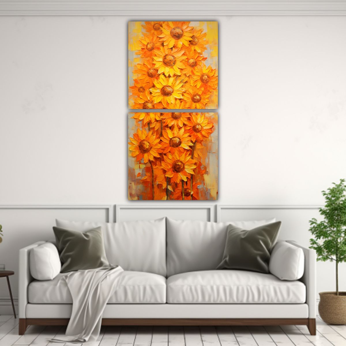GENERICO - Pintura Conceptual Brillante Con Girasoles 20x40 Cm