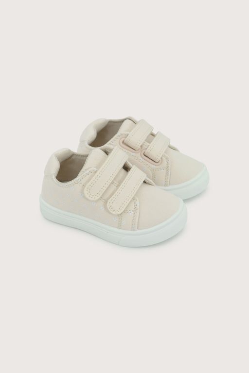 Zapatilla Niña Beige Con Velcro