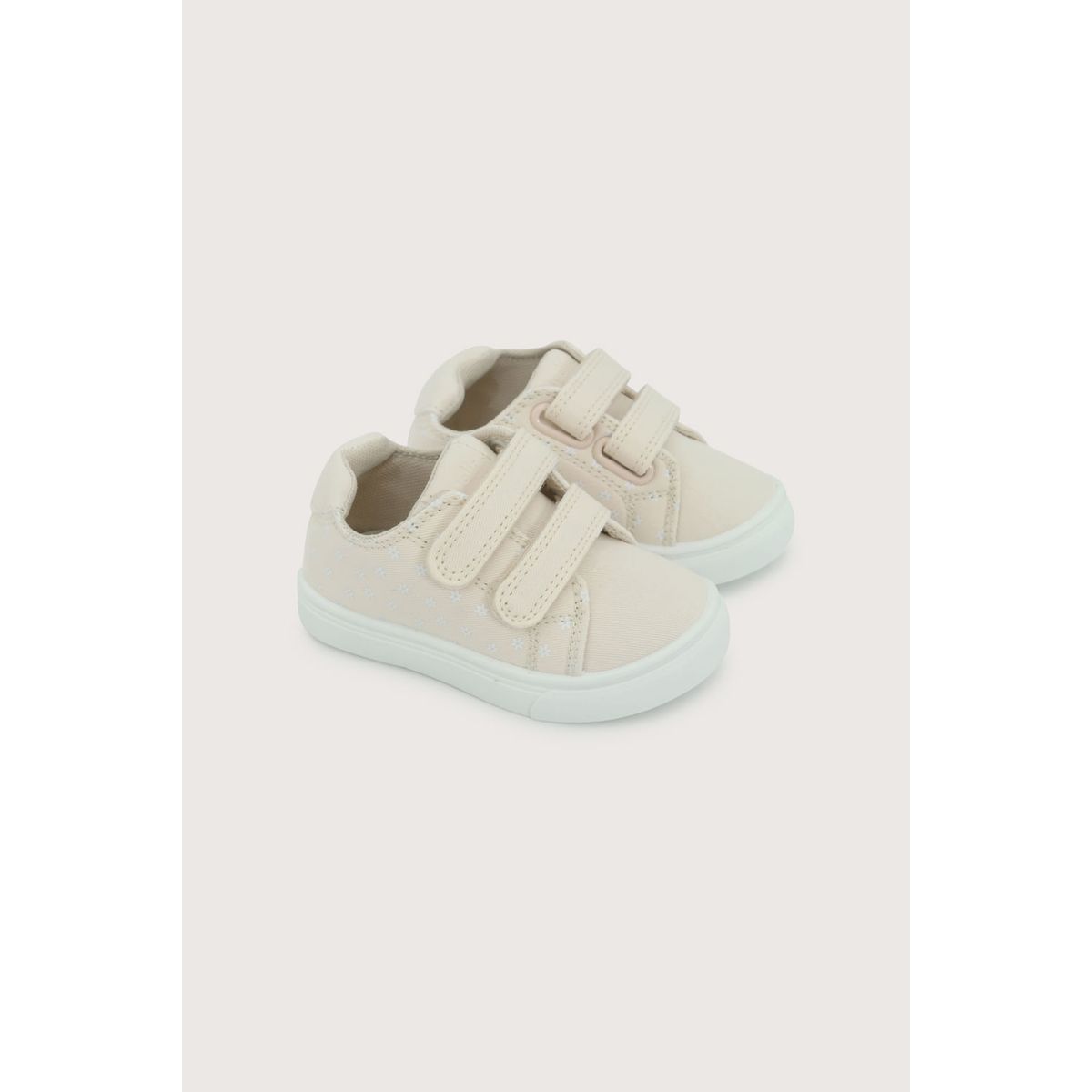 OPALINE - Zapatilla doble velcro beige de niña