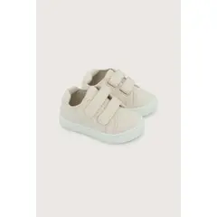 OPALINE - Zapatilla doble velcro beige de niña