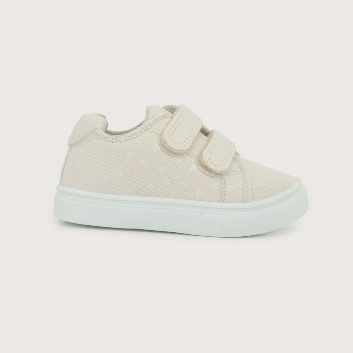 OPALINE - Zapatilla doble velcro beige de niña