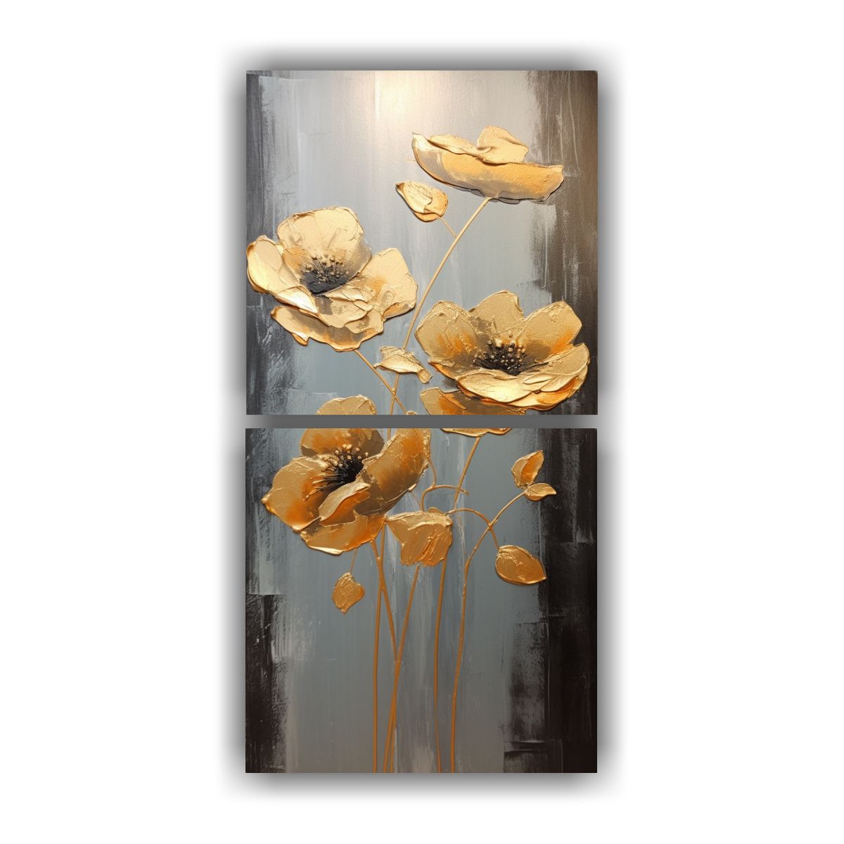 GENERICO - Pintura Diptico Movimiento Visual De Amapolas 50x100 Cm