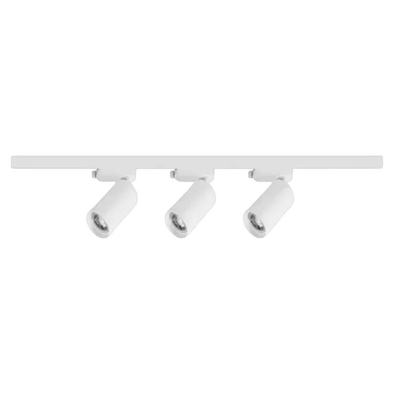 Lampara 3 Focos Blancos Luz Neutra 7W con Riel de 1mt