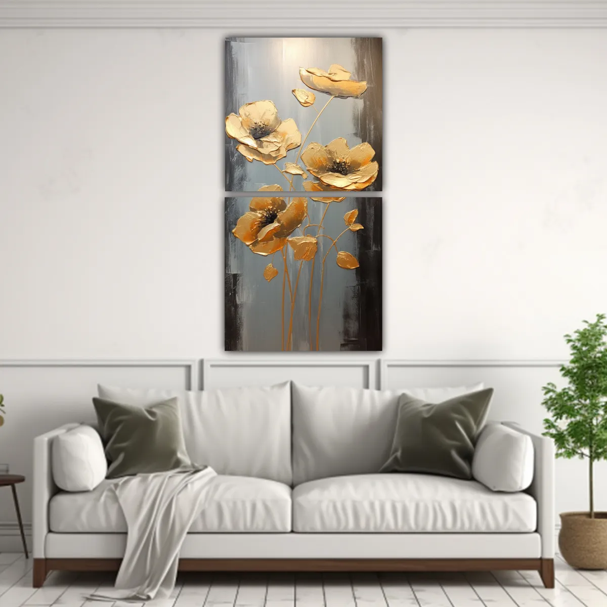 GENERICO - Pintura Diptico Movimiento Visual De Amapolas 20x40 Cm