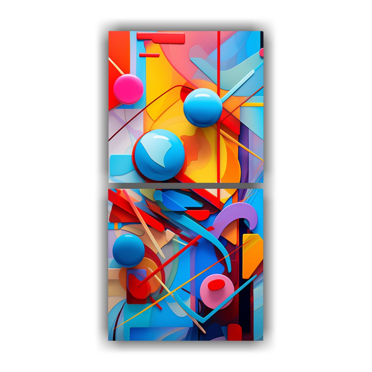 GENERICO - Díptico Forma Espacio Pintura Abstracta 40x80 Cm